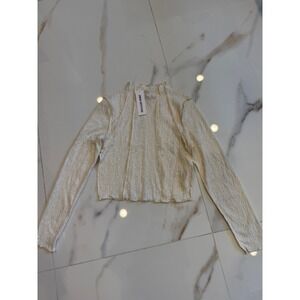 Kimchi Blue Urban Outfitters White Pointelle‎ Knit Long Sleeve Top Large